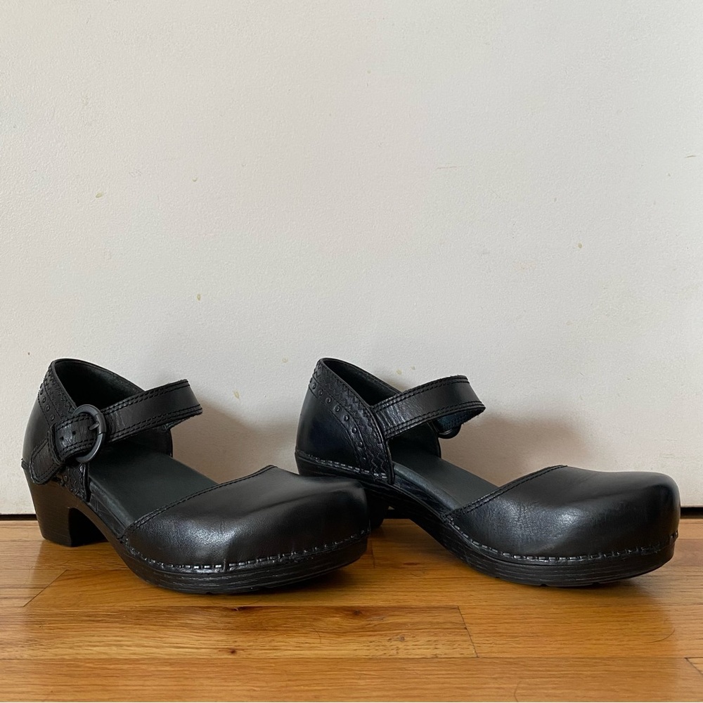 Dansko Shoes Makenna Mary Jane Heels Platform Pump Leather Clogs in Black 38